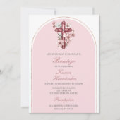ピンクの十字洗礼スペインの 招待状 (正面)