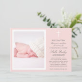 ピンクの十字%PIPE%の洗礼の招待状 招待状 (スタンド正面)