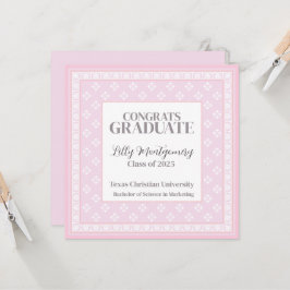ピンクの卒業お知らせスクエア 招待状