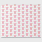 ピンクの卒業キャップと白い背景ギフト ラッピングペーパー (フラット)