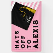 ピンクの卒業パーティーおめでとう 横断幕 (縦)