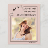 ピンクの卒業パーティーお知らせ Save the Date チラシ (正面)