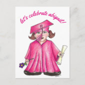 ピンクの卒業パーティー招待状 お祝いしよう インビテーションポストカード (正面)