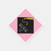 ピンクの卒業パーティー・ナプキン スタンダードカクテルナプキン (角)