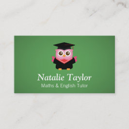 ピンクの卒業フクロウ、個人の家庭教師、先生 名刺