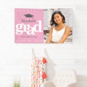 ピンクの卒業写真のグレーシンプルキャップはっきりしたモダン 横断幕 (インサイチュ)