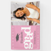 ピンクの卒業写真のグレーシンプルキャップはっきりしたモダン 横断幕 (縦)