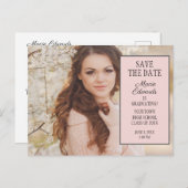 ピンクの卒業写真はがきを保存 ポストカード (正面/裏面)