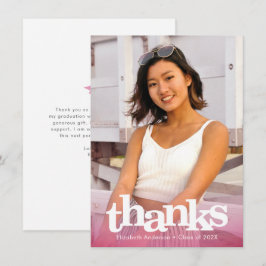 ピンクの卒業写真はっきりしたタイポグラフィシモダンック サンキューカード