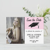 ピンクの卒業写真を保存 案内状 (スタンド正面)