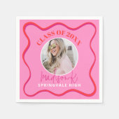 ピンクの卒業写真ナプキンクラス スタンダードカクテルナプキン (正面)
