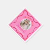 ピンクの卒業写真ナプキンクラス スタンダードカクテルナプキン (角)