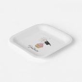 ピンクの卒業式カップケーキ卒業生 ペーパープレート (傾斜あり)