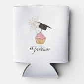 ピンクの卒業式カップケーキ卒業生 缶クーラー (正面)