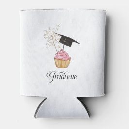 ピンクの卒業式カップケーキ卒業生 缶クーラー