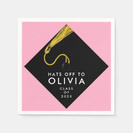 ピンクの卒業式パーティナプキンス スタンダードカクテルナプキン