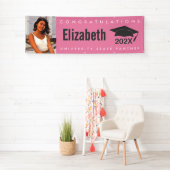 ピンクの卒業式1枚モダンのはっきりしたシンプル写真ミニマル 横断幕 (インサイチュ)