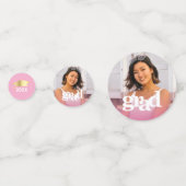 ピンクの卒業式3枚の写真はっきりしたモダンタイポグラフィ コンフェッティ (裏面)