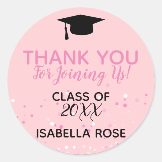 ピンクの卒業式 ラウンドシール (正面)