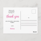 ピンクの卒業感謝写真ポストカード ポストカード (裏面)