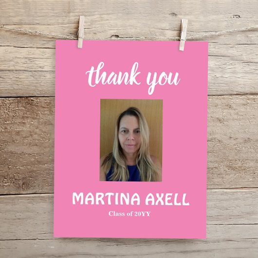 ピンクの卒業感謝写真ポストカード ポストカード