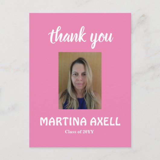 ピンクの卒業感謝祭写真ポストカード ポストカード (正面)