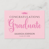 ピンクの卒業生の英知の言葉 エンクロージャーカード (正面)