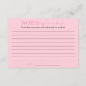 ピンクの卒業生の英知の言葉 エンクロージャーカード (裏面)