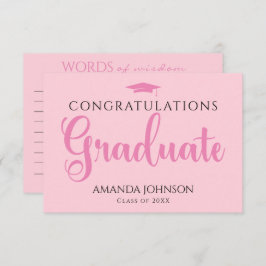 ピンクの卒業生の英知の言葉 エンクロージャーカード