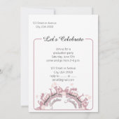 ピンクの卒業生シルエットボーダー写真招待状 招待状 (裏面)