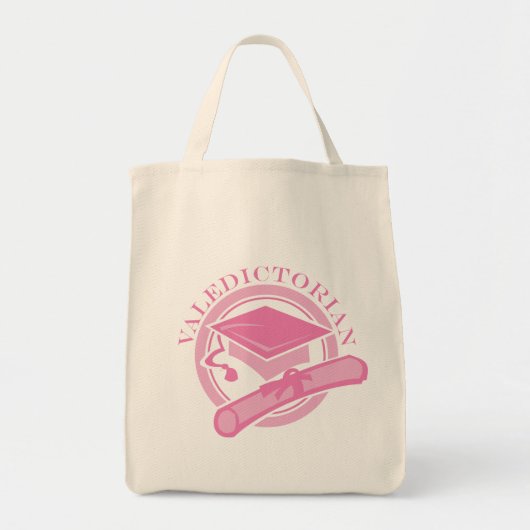 ピンクの卒業生総代の卒業のギフト トートバッグ (正面)