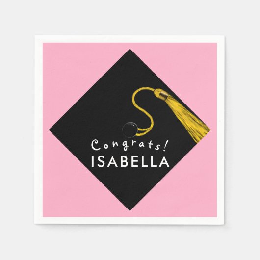 ピンクの卒業 スタンダードカクテルナプキン (正面)
