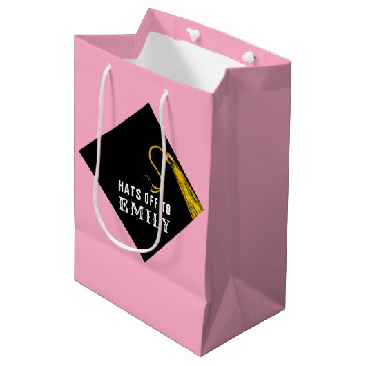 ピンクの卒業 ミディアムペーパーバッグ (正面アングル)