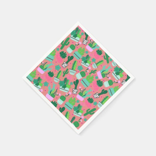 ピンクの南西部カクスパターン スイート16パーティー スタンダードカクテルナプキン (角)