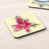 ピンクの占星家のユリおよび芽 コースター (左側)