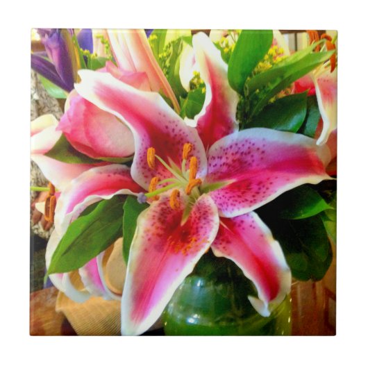 ピンクの占星家ユリのタイル タイル (正面)