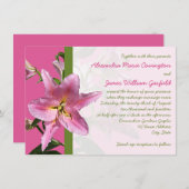 ピンクの占星家ユリの結婚式招待状 招待状 (正面/裏面)