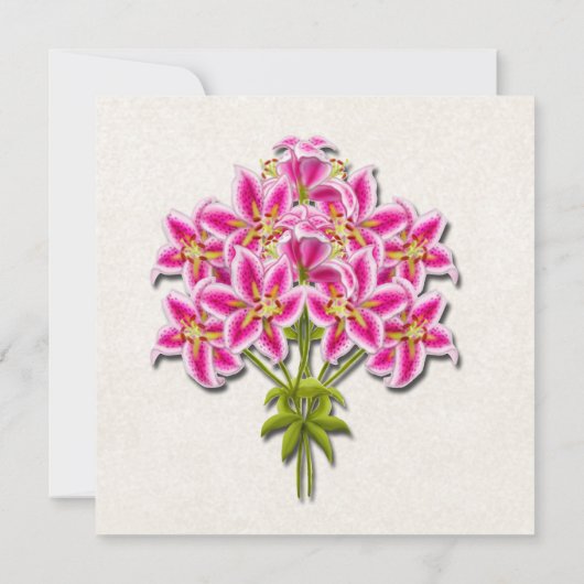 ピンクの占星家ユリの結婚式招待状 招待状 (裏面)