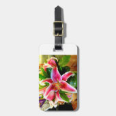 ピンクの占星家ユリの荷物のラベル ラゲッジタグ (正面縦)