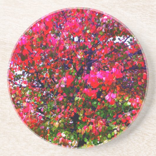 ピンクの印象派紅葉の木 コースター (正面)