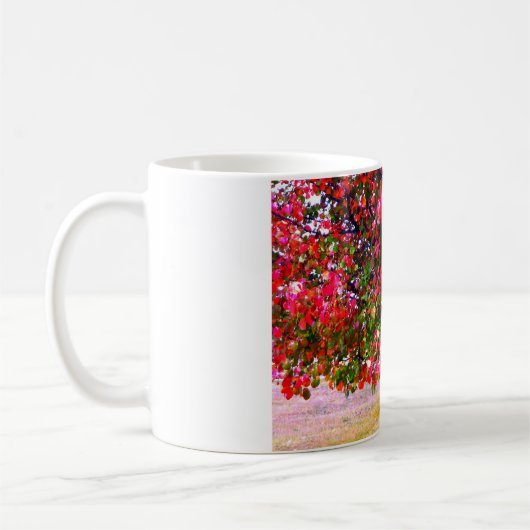 ピンクの印象派紅葉の木 コーヒーマグカップ (左)