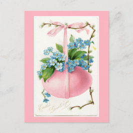 ピンクの卵と花イースターポストカード シーズンポストカード