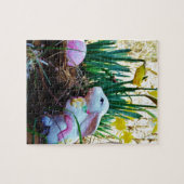 ピンクの卵を持つイースターバニー ジグソーパズル (横)