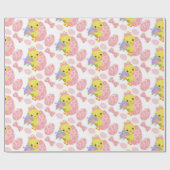 ピンクの卵を持つキュートな黄色のイースターチック ラッピングペーパー (フラット)