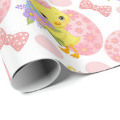 ピンクの卵を持つキュートな黄色のイースターチック ラッピングペーパー (ロールコーナー)