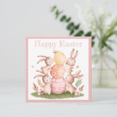 ピンクの卵&かわいいブンニーズ復活祭ファミリーディナー 招待状 (スタンド正面)