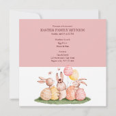 ピンクの卵&かわいいブンニーズ復活祭ファミリーディナー 招待状 (裏面)