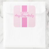 ピンクの厚いストライプ贈り物シール スクエアシール (バッグ)