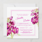 ピンクの原花水色ライブストリ結婚ーム 招待状 (正面)