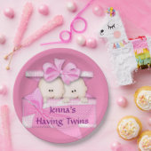 ピンクの双生児のベビーシャワーのパーティーの紙皿 ペーパープレート (パーティー)
